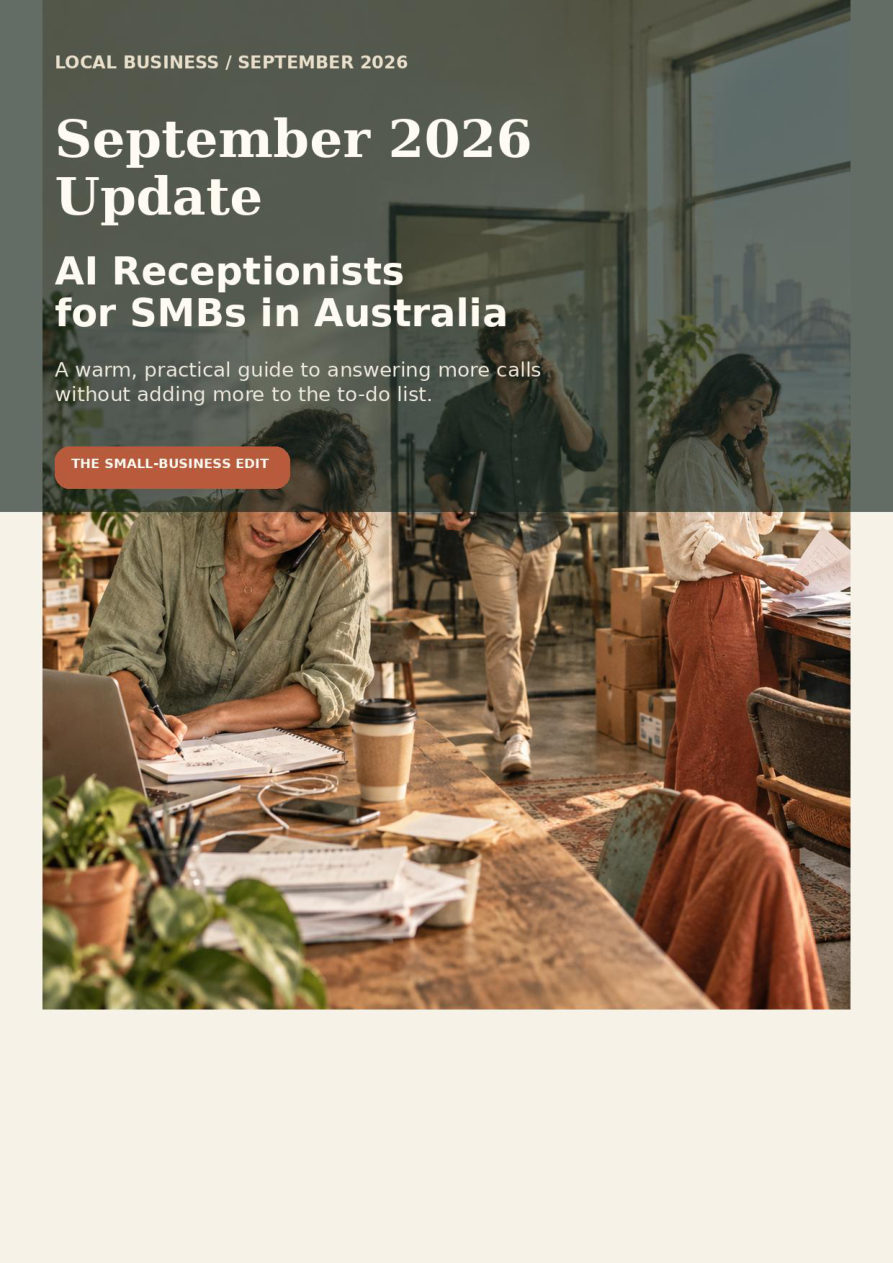 September 2026 — AI Receptionists for SMBs in Australia PDF cover